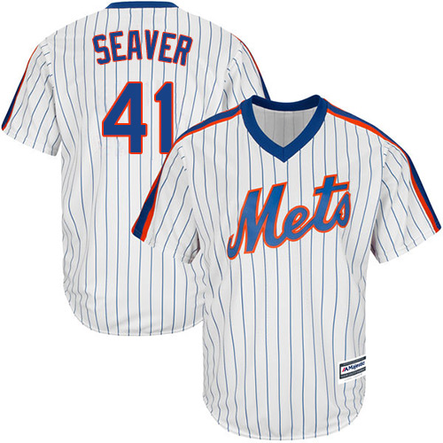 Mets #41 Tom Seaver White(Blue Strip) Alternate Cool Base Stitched Youth MLB Jersey - Click Image to Close